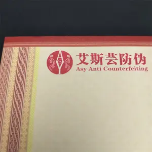 Custom Collection Certificate of Authenticity with Invisible Fluorescent Hot Stamping Printing Embossed Security Paper