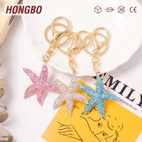 Porte-clés en cuir avec étoile de mer en cristal, cadeau pour la fête des enseignants, accessoire DIY en strass, Paperrecorder