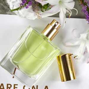 Wholesale Luxury Recyclable Square Shape Flat Shoulder Clear Glass Mist Sprayer <b>Perfume</b> <b>Bottle</b> <b>30ml</b> 1oz - Product Image 2