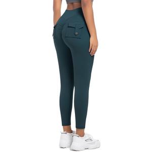 Women's High Waist Tummy Control Stretchy Knitted Yoga Pants Casual Tight Gym Workout <b>Leggings</b> Fabric <b>Pockets</b> Yoga <b>Legging</b> - Product Image 5