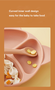 Juego de alimentación de destete con logotipo personalizado, babero, plato, cuenco, cuchara, vajilla de silicona, productos para bebés, juego de alimentación de bebé de silicona para comer para niños - Product Image 4