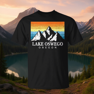 T-shirt imprimé montagne Lake Oswego Oregon, souvenir de randonnée vintage - Product Image 3