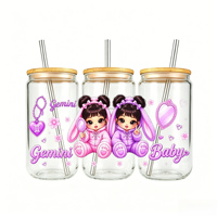 Cadeaux uniques pour filles, figurines de dessins animés mignonnes, autocollants de transfert UV DTF pour gobelets de 16 oz, accessoires de décoration pour verres
