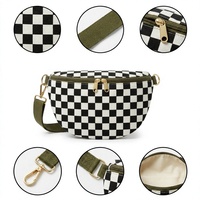 Sac banane bandoulière pour femme en polyester, avec fermeture éclair et fermoir, motif léopard, forme oreiller, design spacieux
