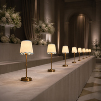 Lámpara de Mesa LED Ambiental Recargable Inalámbrica con Control Táctil y Pantalla de Tela Plisada con Diseño Floral Vintage Francés