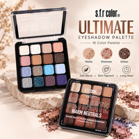 Palette de fards à paupières minéraux gaufrés 16 couleurs, finition scintillante, tons neutres chauds, pour peaux claires, longue tenue, usage quotidien, professionnel