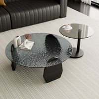 Table basse en verre trempé de style minimaliste de 70 cm de diamètre, table basse ronde créative pour petit appartement