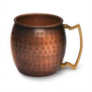 Prix direct usine – Tasse à mule martelée en cuivre véritable, design moderne, avec poignée, pour la décoration de bar à domicile ou de comptoir, qualité alimentaire, individuelle - Product Image 1