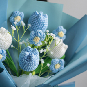 Handmade dệt kim Crochet Hoa bó hoa quà tặng cho bạn gái mẹ phụ nữ cho Valentines trang trí nội thất đám cưới dệt & vải thủ công mỹ nghệ - Product Image 3