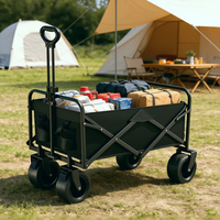 Remolque Plegable para Acampar al Aire Libre, Carrito de Compras Plegable de Cuatro Ruedas, de Acero y Oxford 600D, 86x50x102cm