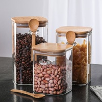 Pot de rangement carré en verre borosilicate haute qualité avec cuillère – Meilleure vente