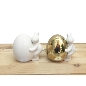 New design ceramic rabbit white desk's Home Decoration embrace the golden egg - Product Image 1