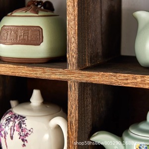 Étagère murale en bois massif pour le rangement et l'organisation de service à thé, présentoir multi-niveaux pour salon - Product Image 5