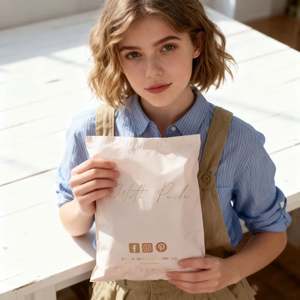 Sacs d'expédition en polyéthylène personnalisés avec logo imprimé, écologiques, emballage nu, colis, courrier, poly mailer, sacs d'expédition, sacs pour t-shirts - Product Image 2