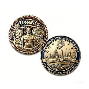 Moneda Conmemorativa Personalizada de la Marina de los Estados Unidos y el USMC, de Doble Cara, en Aleación de Zinc 3D, Color Oro Antiguo, Coleccionable, para el Año Nuevo Chino o Graduación - Product Image 3
