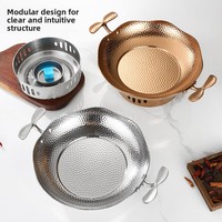 Casserole à feuilles de lotus martelées en acier inoxydable 304, composite, épaissie, durable, facile à nettoyer, couleur or rose, pour cuisson à sec