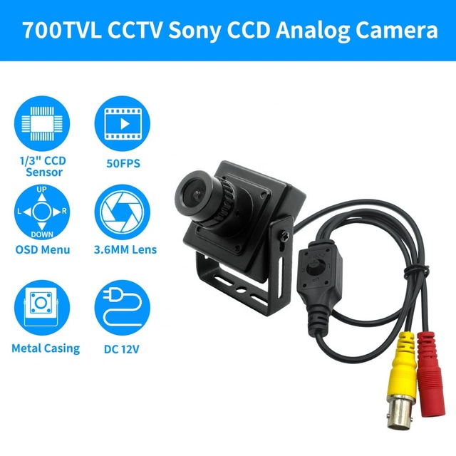 700TVL 30*30mm CCTV Sony CCD Analog Cctv Camera 3.6mm  Lens  Industrial Mini Box Camera With OSD Menu