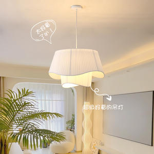 Modern Nordic Style Creamy Minimalist Bedroom Chandelier Creative Fabric <b>Lamp</b> for Master Bedroom Dining Room <b>Study</b> Living Room - Product Image 4