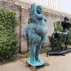 Decoración al aire libre arte mujer gorda tamaño real bronce mentira señora escultura para la venta - Product Image 5