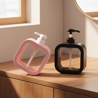 Bouteille carrée à pompe en PET sans BPA de 300 ml et 500 ml |   Impression personnalisée sur écran pour lotion corporelle et shampoing