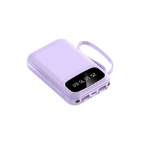 Mini Banco de Energía Colorido de 10000 mAh con Enchufe, 4 Cables, Correa, Linterna, Carga Rápida, Cargador de Batería Portátil para Viajes