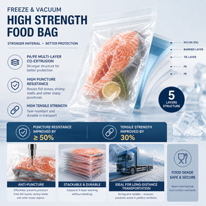 Bolsas de Grado Alimenticio de Alta Resistencia para Congelación y Envasado al Vacío, Cumplen con las Normas del Mercado Japonés, Embalaje Confiable para Cadena de Frío - Product Image 2