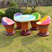 Ensemble de meubles chaise et table en résine sur le thème de la crème glacée pour fête d'anniversaire, mariage, événement, décoration de desserts, accessoires de location pour fêtes en fibre de verre