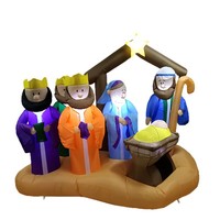 Crèche de Noël gonflable de 21 mètres avec éclairage LED, décorations de patio extérieur, en polyester
