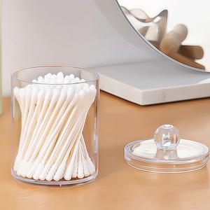 Organizador Transparente Estético con Tapa, Recipiente Hermético para Guardar Hisopos, Discos y Esponjas de Maquillaje - Product Image 3