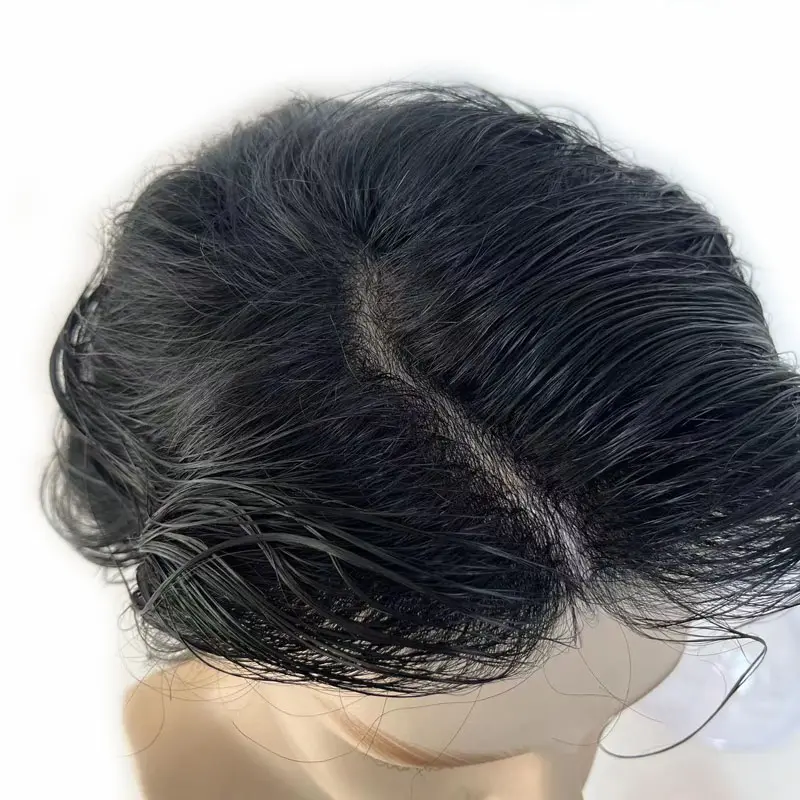 100%human hair natural invisible hairline men's hairpiece with super thin skin