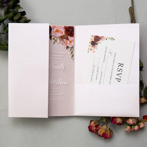 Elegantes invitaciones personalizadas ecológicas en 3D con relieve para cumpleaños y bodas, con sobre RSVP, diseño moderno - Product Image 4