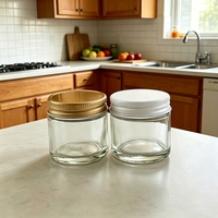 Botol Kaca Bening Berkualitas Tinggi 1oz dengan Tutup Aluminium Putih Kedap Udara & Anti Bocor, Dapat Digunakan Kembali untuk Krim Perawatan Kulit & Bedak Tabur