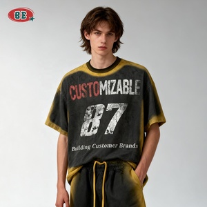 <span class=keywords><strong>T</strong></span>-shirts graphiques surdimensionnés de haute qualité en coton épais 100 % avec blocs de couleur, imprimés numériquement et délavés à l'acide, style streetwear de créateur - Product Image 2