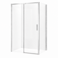 Porte de douche coulissante en verre chromé pour coin de douche, cabine de douche 1950 mm (H) et 880-1420 mm (L), verre trempé, pour hôtel, salle de bain, appartement