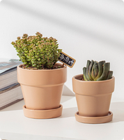 Petits pots de succulentes carrés en céramique avec plateau de drainage pour cactus et jardinières succulentes maison et jardin