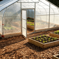 Serre de jardin moderne 25x100 pieds, tente de culture préfabriquée avec structure en acier galvanisé, alternative imperméable pour la culture à domicile en arrière-cour, facilement assemblable