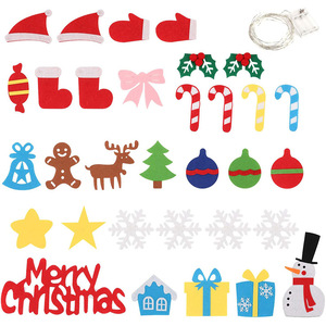 Felt Christmas Tree 100x69cm With <b>Lights</b> Children Diy Craft Kit For Holiday Decorations - Product Image 3
