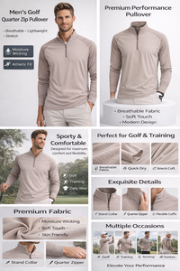 Fabricantes de Ropa Personalizada, Sudadera de Golf de Manga Larga, Cómoda, Lujosa y Ligera con Cierre de Cremallera de 1/4 - Product Image 2