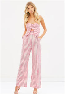 2022 ropa de mujer personalizada conjuntos de monos a rayas conjuntos de mono informal elegante sin mangas - Product Image 2