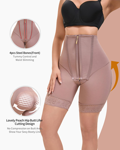 Bragas transpirables de compresión firmes para mujer, bragas con control de barriga con faja ajustable, pantalones cortos ajustados con cremallera dorada, XS XL - Product Image 5