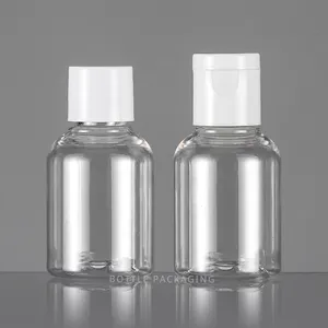 कस्टम त्वचा की देखभाल कंटेनर प्लास्टिक फ्लिप शीर्ष टोपी के साथ 30ml पेंच पालतू छोटी बोतल