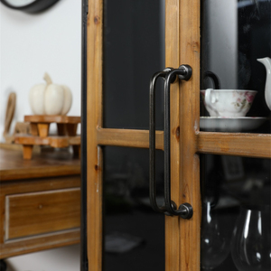 INNOVAHOME <strong>Living</strong> <strong>Room</strong> Solid Wood <strong>Tall</strong> Storage <strong>Cabinet</strong> Black Vintage Rustic Industrial Kitchen <strong>Cabinet</strong> with Glass Doors - Product Image 5