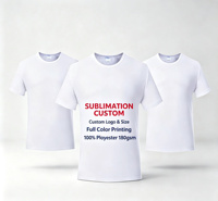 T-shirt de sport vierge personnalisé avec logo de dessin animé, impression par sublimation en usine, 100 % polyester tricoté, manches courtes pour homme, tenue d'équipe, faible MOQ