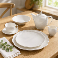 Assiettes à dîner en céramique blanche PITO, porcelaine écologique, style bohème, vaisselle en porcelaine blanche pour les banquets de mariage