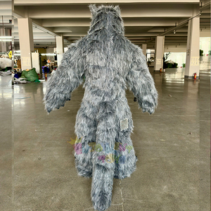 Taglia per adulti Street Walking carnevale gigante divertente Costume gonfiabile mascotte Costume grigio peluche mascotte lupo per adulti - Product Image 3