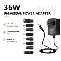 Adaptateur universel 36W 3V-12V AC/DC avec 8 embouts, alimentation pour bande lumineuse LED LCD, routeur, hub, haut-parleur, smartphone, boîtier TV
