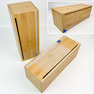 Dispenser per Sacchetti Sottovuoto in Bambù con Taglierina per Grandi Rotoli da 12 Pollici di Pellicola Trasparente, Alluminio e Carta Cerata - Product Image 6