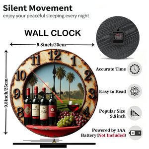 Round Wooden <b>Wall</b> <b>Clock</b> 25Cm <b>Silent</b> Rustic Farmhouse Decor For Living Room Home Decor - Product Image 6
