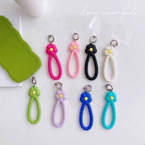 Silicone Phone Lanyard Pink Flower Pendant Metal Buckle Women's Style - Product Image 3