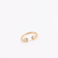 Bague tendance en acier inoxydable plaqué or 18 carats avec double zircon et cristal, fine et élégante, idéale comme cadeau